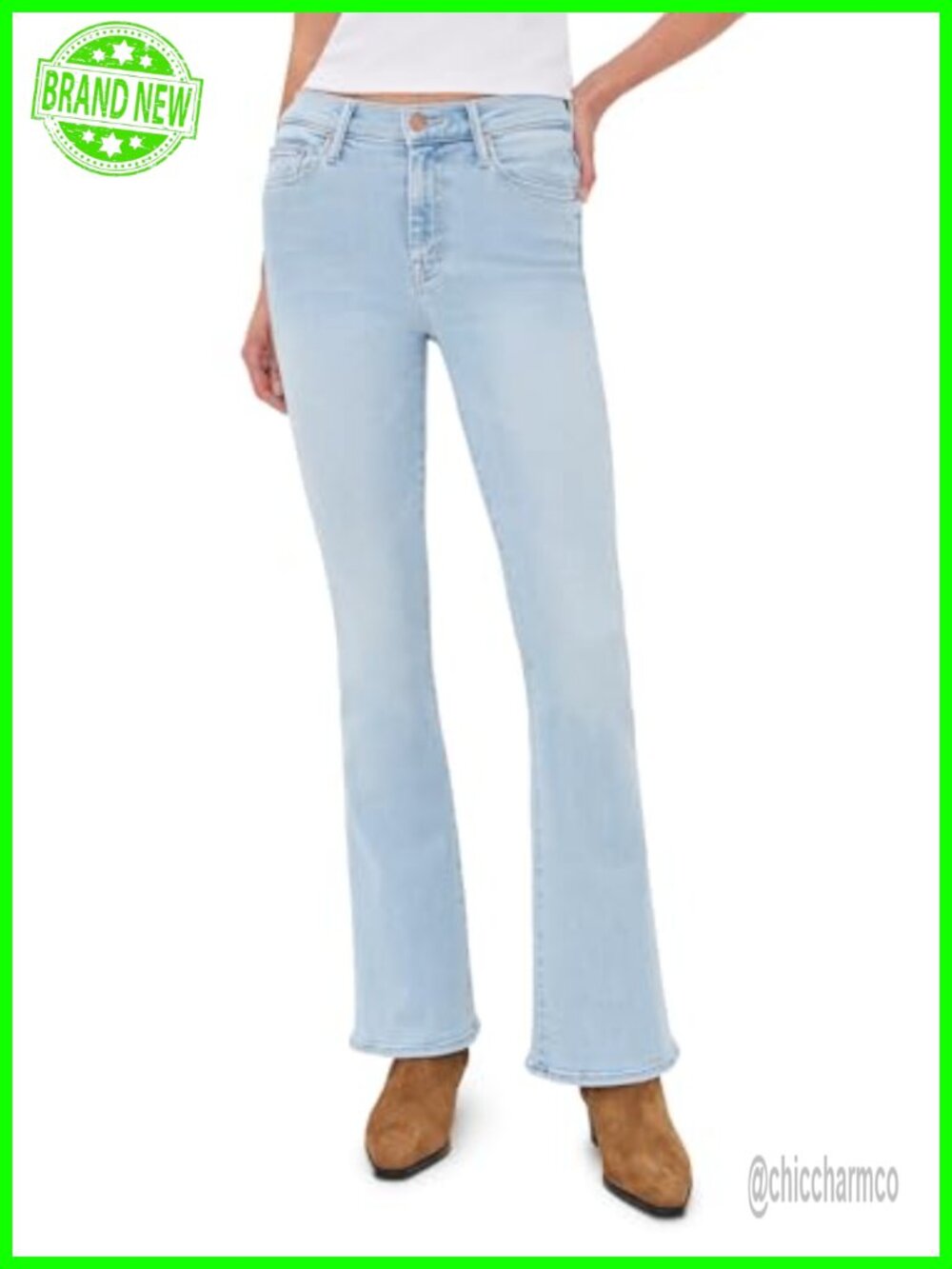 Mid Rise Boot Cut Flared Jeans Super Stretch Denim 5-Pocket Fitted